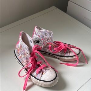 Converse Pink and White High-Top Sneakers